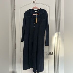 Testimony Los Angeles Vintage Blue Midi Coat Jacket Size MediumFrench Terry NWT